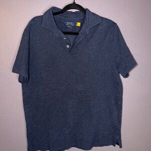 Polo Ralph Lauren Mens Slim Fit Navy Blue Micro Dot Polo Shirt Large